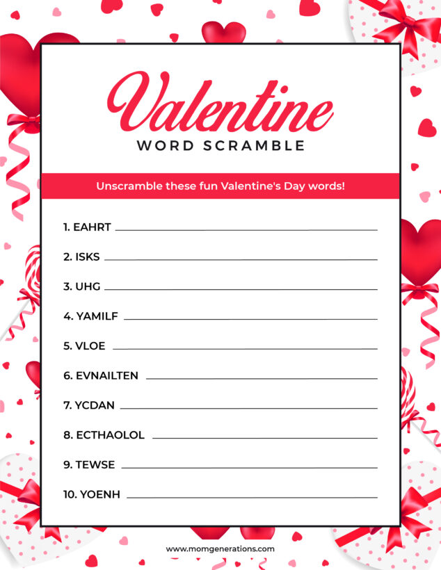 Valentine Word Scramble