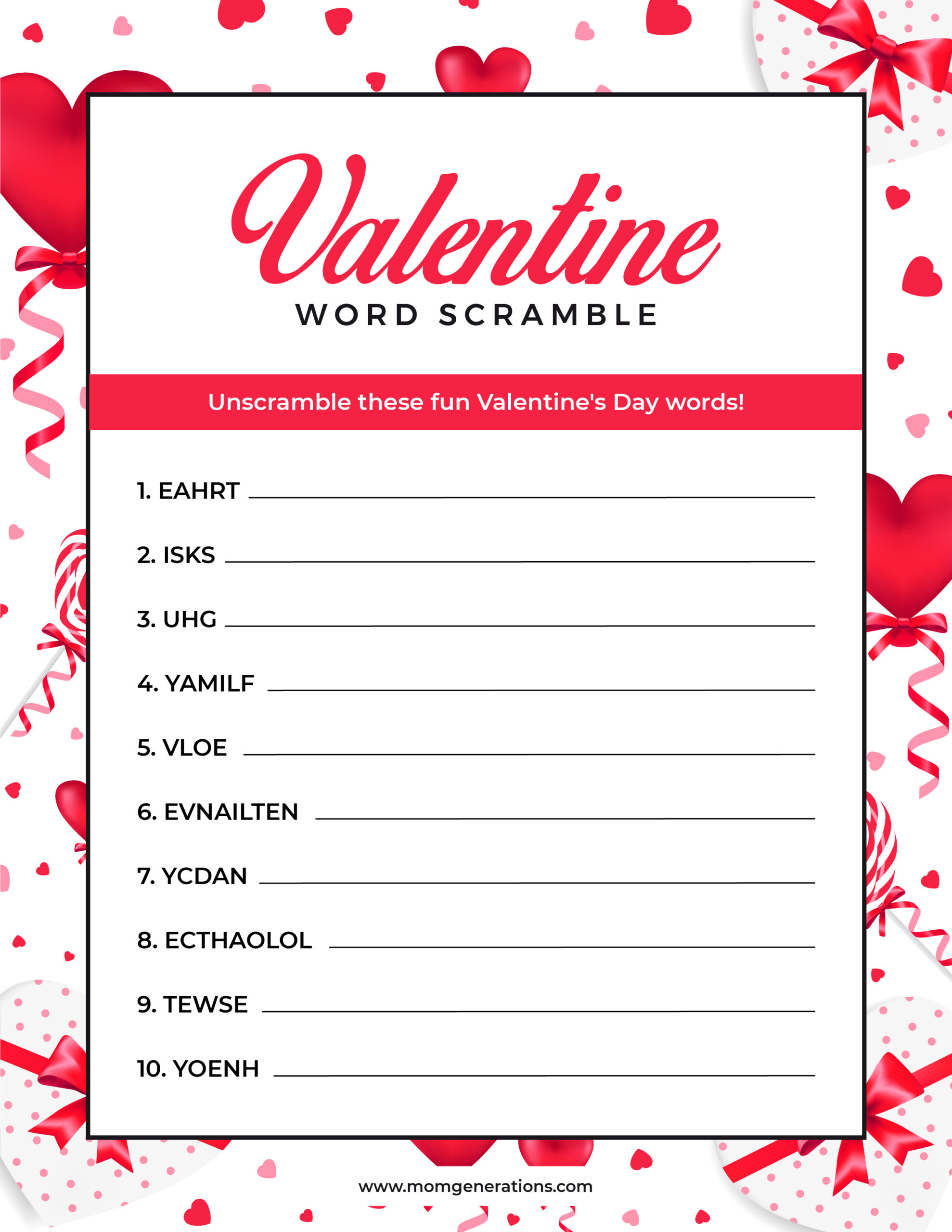 Valentine Word Scramble Stylish Life For Moms