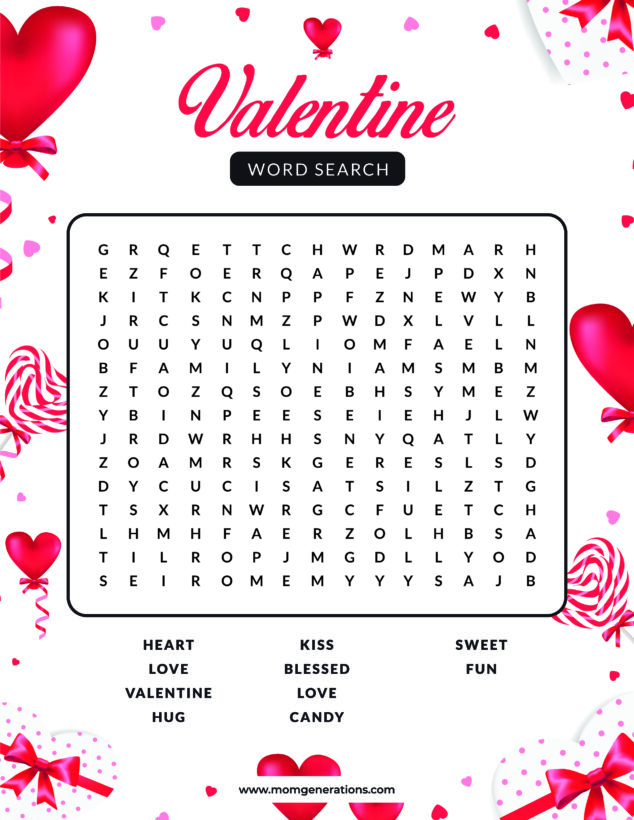 Valentine Word Search FREE PRINTABLE