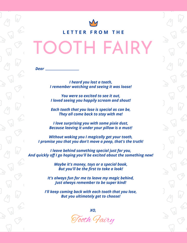 Tooth Fairy Letter Template - Stylish Life for Moms