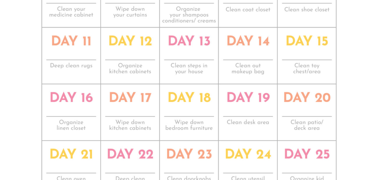 30 Day Cleaning Challenge