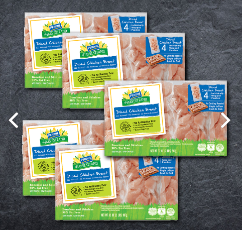 Five 2-lb. boxes Perdue Harvestland Diced Chicken Breasts (each box contains 4 packs, each filled with approx. 0.5-lb. of pieces)