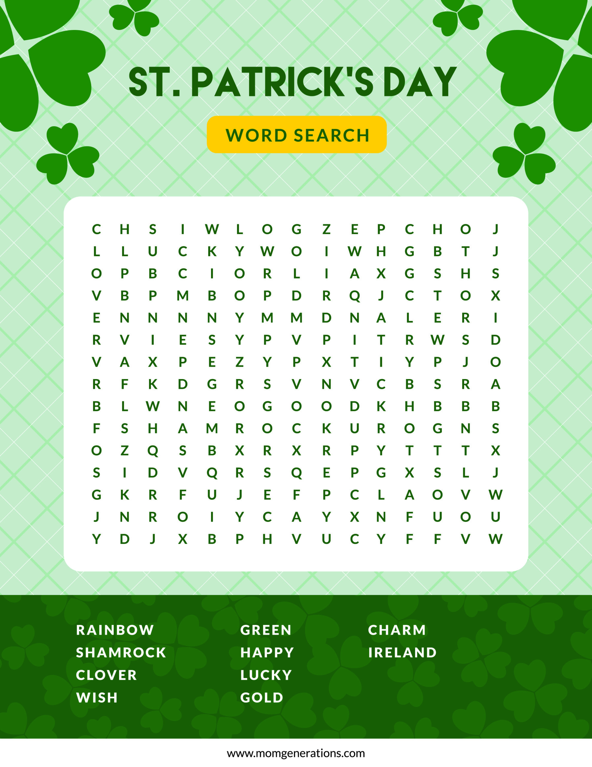 St Patrick s Day Word Search PDF Mom Generations Stylish Life For Moms