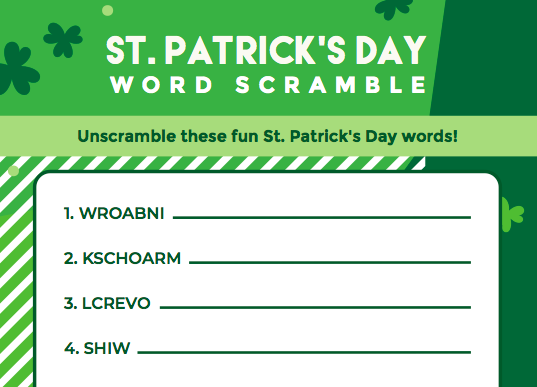 St. Patrick's Day Word Scramble