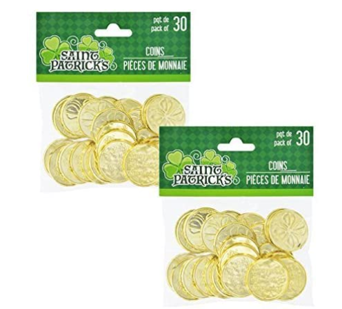Plastic St. Patrick’s Day Shamrock Coins
