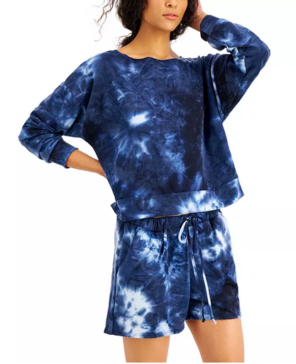 Jenni Tie Dyed Long Sleeve Top & Shorts Sleep Set, Created for Macy's