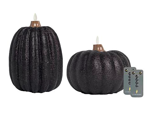 Luminara Set of 2 Glitter Pumpkin Flameless Candles