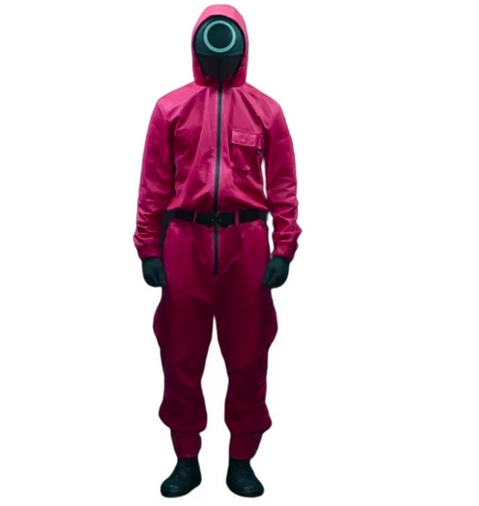 Squid Game Costume: Unisex Korean Drama Squid Game Pink Guard Cosplay Jumpsuit Halloween Carnival Party Role Play Outfits 