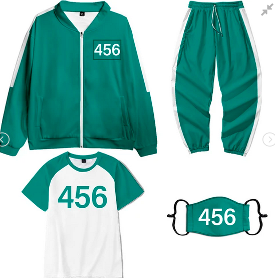 Squid Game Halloween Costume: Squid Game Costume Tracksuit Sportwear 4-Piece Outfit Set