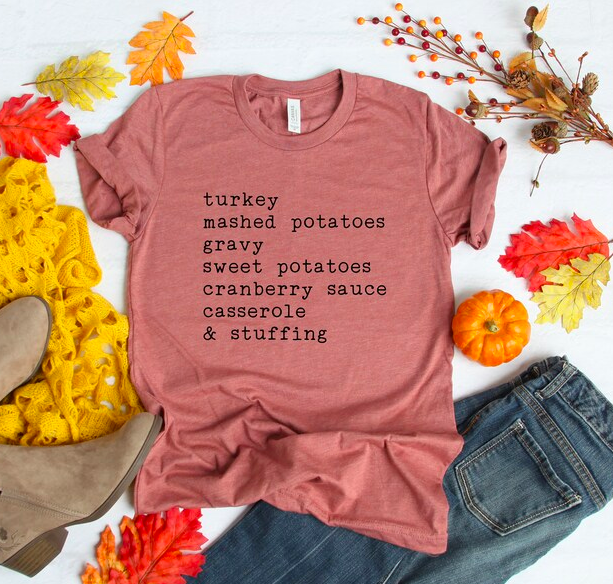 Thanksgiving Menu Tees