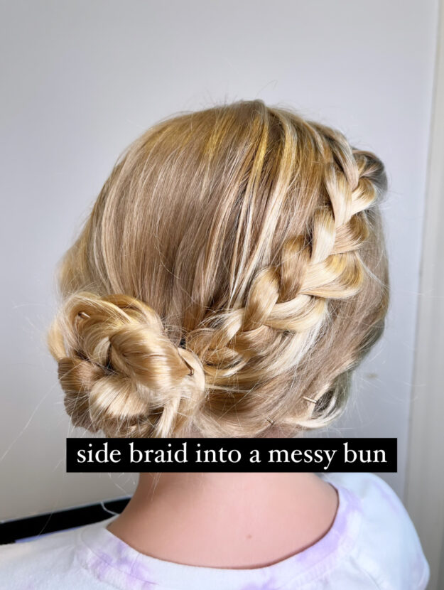 Hippie Hairstyles: Side braid into a messy bun