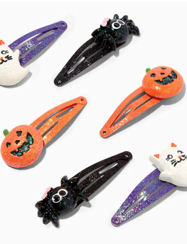 Halloween Critters Glittery Snap Hair Clips - 6 Pack