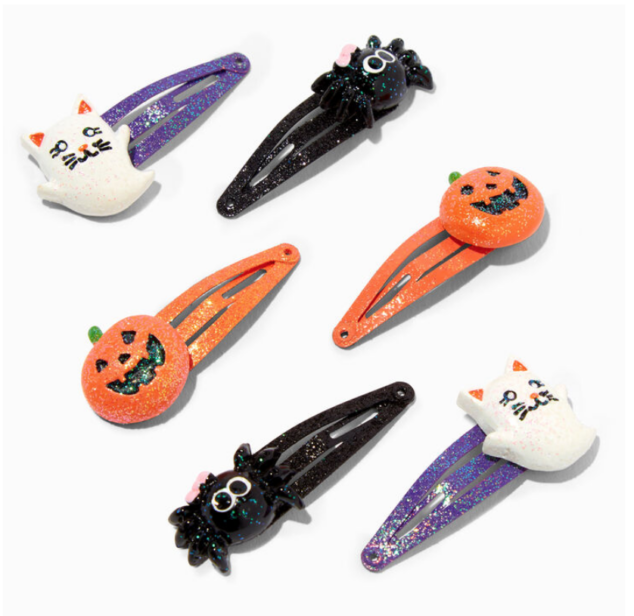 Halloween Critters Glittery Snap Hair Clips - 6 Pack