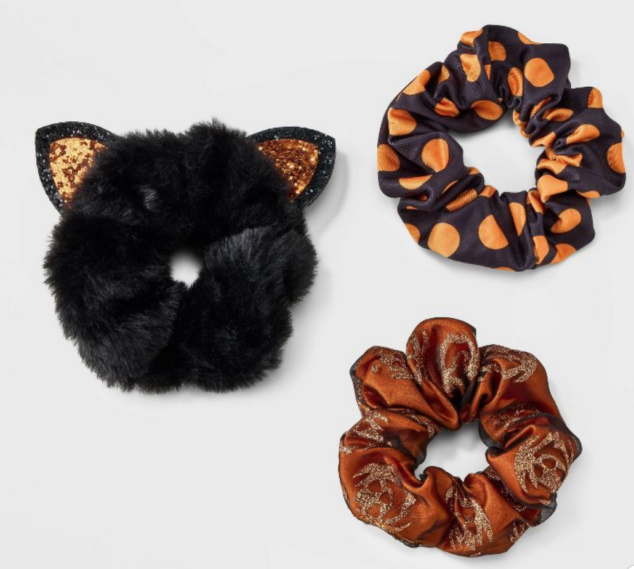 Halloween Faux Fur Glitter Cat Ears Hair Twister Set 3pc