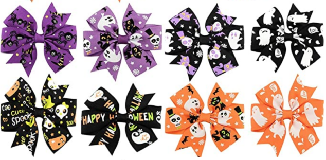 12 Pcs Hair Bows Clips 3" Boutique Alligato Halloween Bow Grosgrain Ribbon Accessories