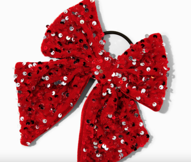 Christmas Giant Sequin Bow Hair Tie