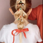 Adorable Christmas Tree Hairstyle for Girls