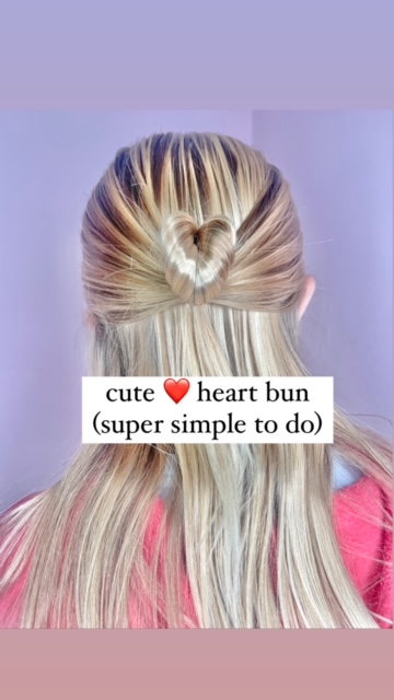 cute heart bun hairstyle