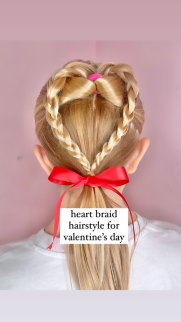 Simple Heart Braid Hairstyle for Valentine's Day