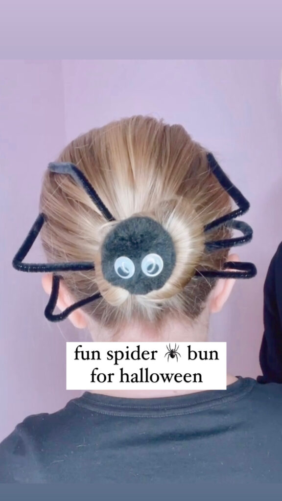 Cute Spider Bun Hair Tutorial for Halloween