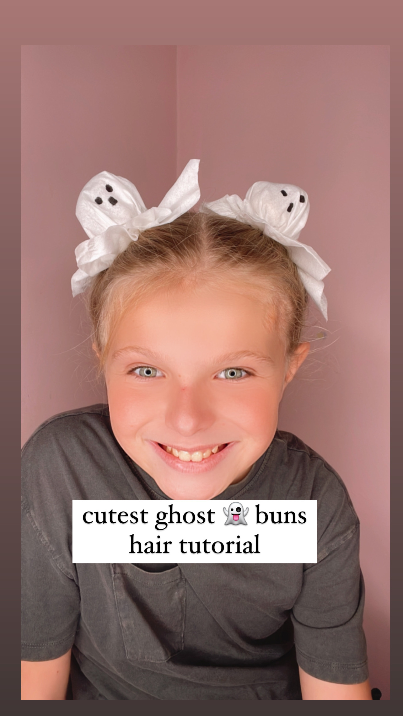 Ghost Buns Hairstyle for Halloween - Stylish Life for Moms