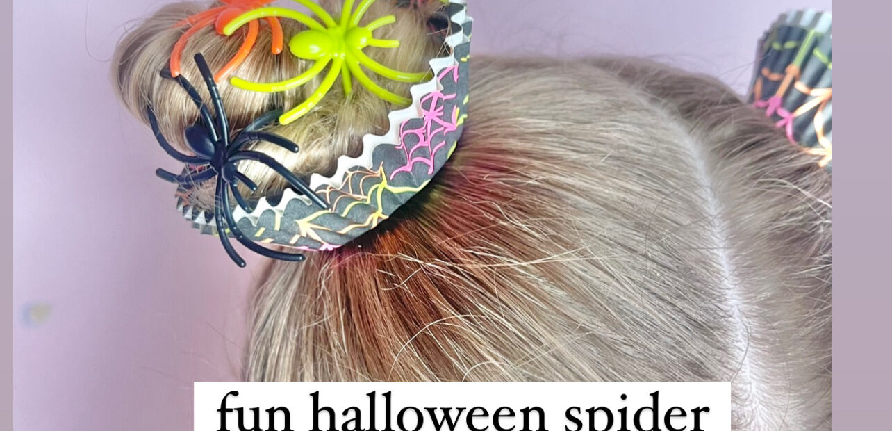 Fun Halloween Hairstyle - Cute Cupcake Spider Buns