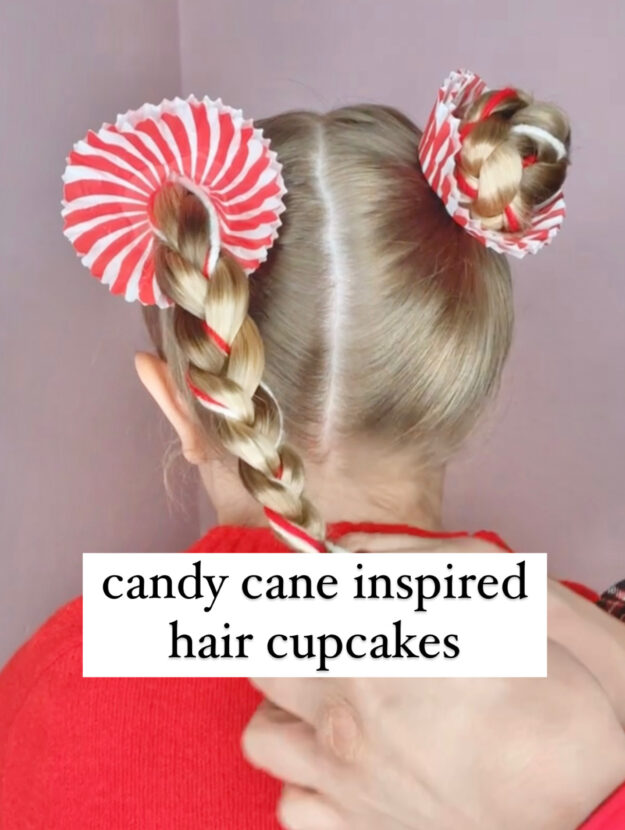 Candy Cane Inspired Pigtail Cupcakes