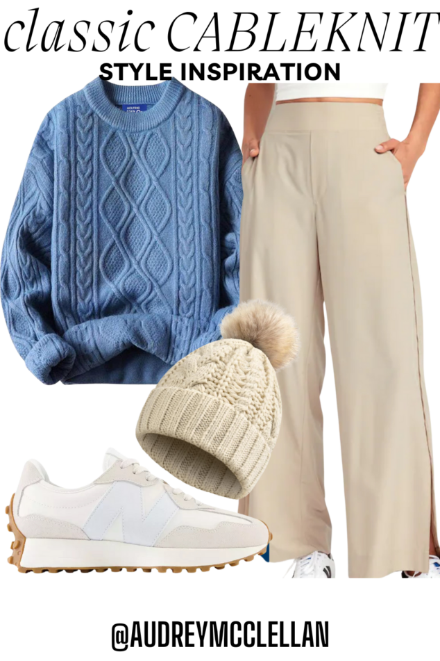 what to wear with a cable-knit sweater