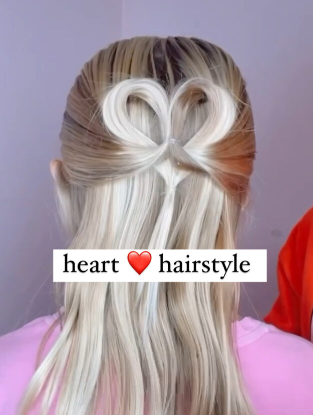 simple and pretty heart hairstyle for valentine's day