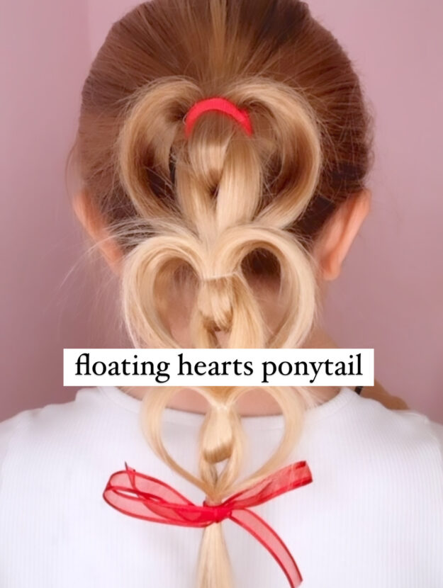 floating hearts ponytail for valentine's day