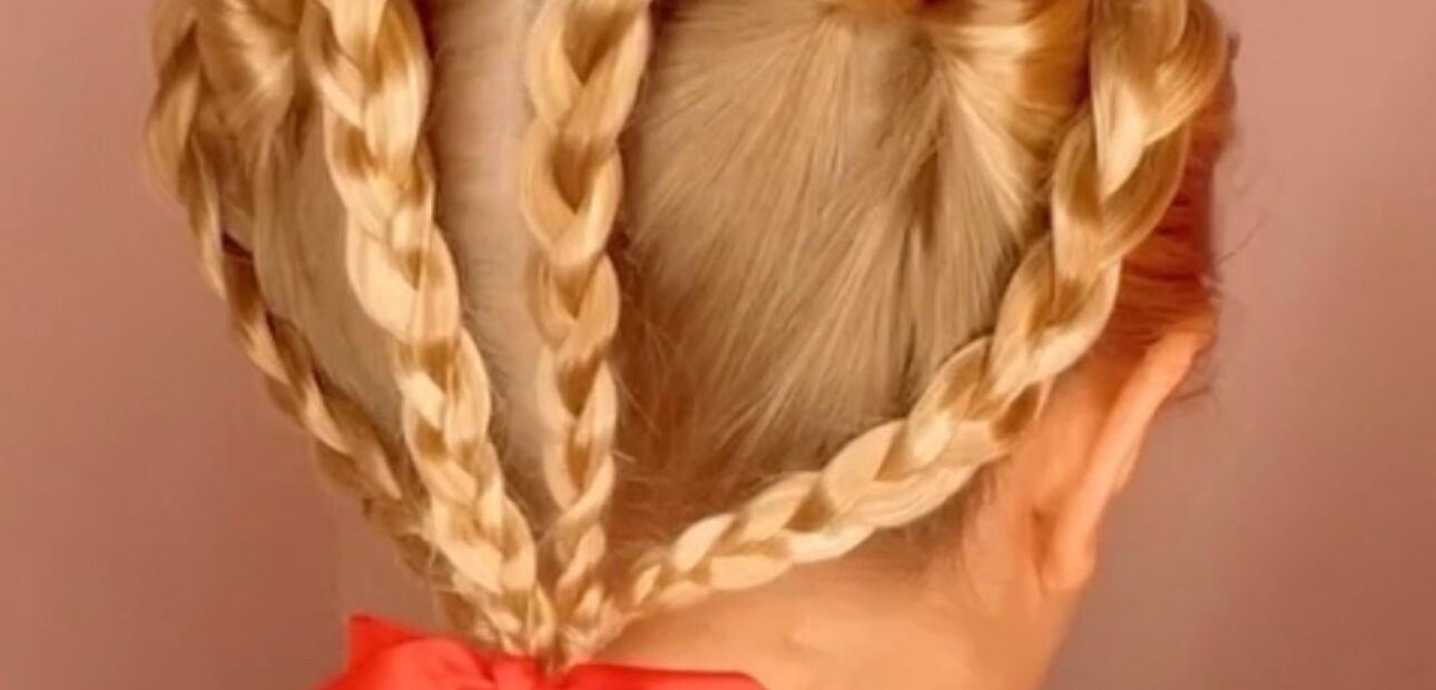 Heart Braid Pigtails for Valentine's Day