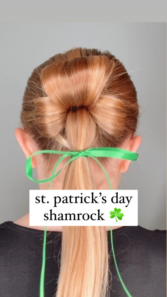 4-leaf clover hairstyle St. Patrick's Day