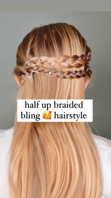half up half down braided hairdo