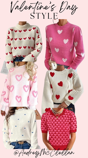 Heart sweaters for Valentine's Day
