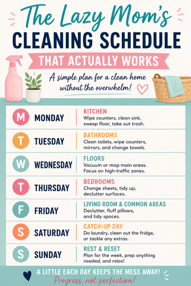 CLEANING SCHEDULE FOR MOMS